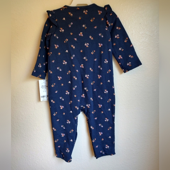 Carter's Baby Navy and Floral Long Sleeve One piece Sz 9 months - Picture 4 of 5